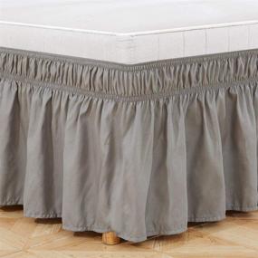 img 3 attached to Miruxia Adjustable Elastic Bed Skirt - Ruffled Wrap-Around Design, Easy Fit, Wrinkle 🛏️ & Fade Resistant - 15 Inch Drop, King Size - Solid Color (Light Grey)