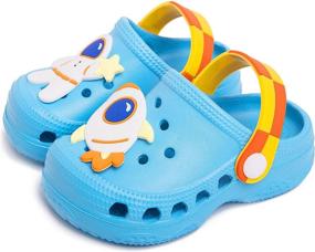 img 4 attached to 🦄 Cartoon Unicorn Dinosaur Kids' Shoes for Toddlers - Clogs & Mules