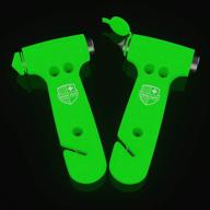 🚗 swiss safe emergency car safety tools - 5-in-1 escape hammer with window breaker and seatbelt cutter - glow in the dark - 2 pack logo