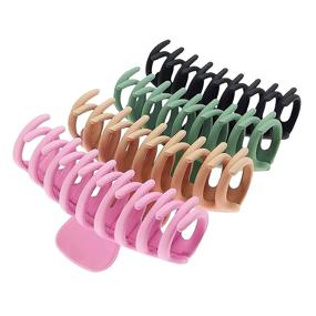 img 4 attached to 💇 DooLv Large Hair Claw Clips - Nonslip Hair Clips for Women Girls || 4 Inch Big Claw Clips for Thick Thin Hair || Strong Hold Jaw Hair Clamps (4 PCS)