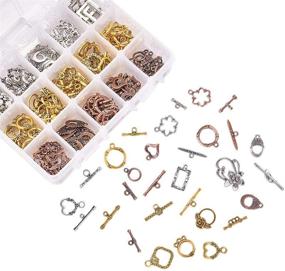 img 1 attached to 🔒 PH PandaHall Tibetan Alloy Toggle Clasps Set - 120 Sets, 15 Styles - T-bar Closure for Jewelry Making