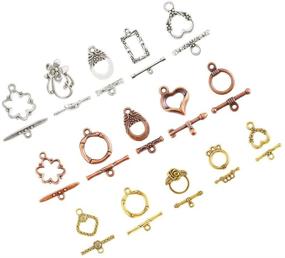 img 4 attached to 🔒 PH PandaHall Tibetan Alloy Toggle Clasps Set - 120 Sets, 15 Styles - T-bar Closure for Jewelry Making