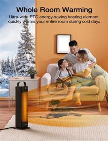 img 3 attached to 🔥 1500W Portable Electric Space Heater, Voweek 24-Inch with Thermostat, Remote Control, 3 Modes, Overheat & Tip-Over Protection, 12-Hour Timer, 90° Oscillation – Ideal for Large Room Office Indoor