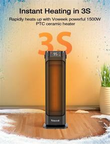 img 2 attached to 🔥 1500W Portable Electric Space Heater, Voweek 24-Inch with Thermostat, Remote Control, 3 Modes, Overheat & Tip-Over Protection, 12-Hour Timer, 90° Oscillation – Ideal for Large Room Office Indoor