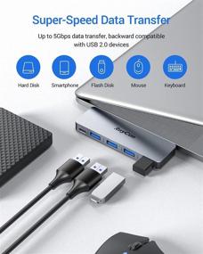 img 2 attached to 💻 MacBook Air/Pro USB Adapter: 5-in-1 USB-C to USB with Thunderbolt 3 & 4 USB 3.0 Ports - Compatible with MacBook Pro 2020-2016, MacBook Air 2020-2018