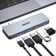 💻 macbook air/pro usb adapter: 5-in-1 usb-c to usb with thunderbolt 3 & 4 usb 3.0 ports - compatible with macbook pro 2020-2016, macbook air 2020-2018 logo