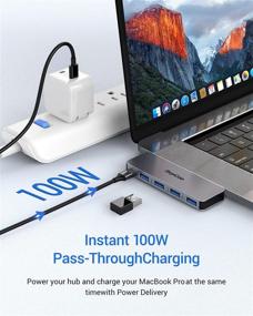 img 3 attached to 💻 MacBook Air/Pro USB Adapter: 5-in-1 USB-C to USB with Thunderbolt 3 & 4 USB 3.0 Ports - Compatible with MacBook Pro 2020-2016, MacBook Air 2020-2018