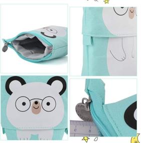 img 1 attached to 🎨 iSuperb Cartoon Telescopic Pencil Case: Stand Up Pencil Pouch in Canvas, Transformer Pen Bag with Cute Zipper, Pencil Holder Stationery Makeup Bag for Women