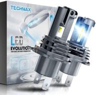 techmax h4 led bulb: small design 10000lm 60w 6500k xenon white zes chip - brilliant 9003 halogen replacement kit (pack of 2) logo