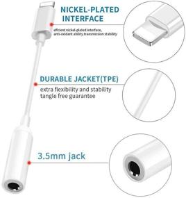 img 3 attached to 🎧 2 Pack Headphone Adapter for iPhone - 3.5mm Aux Connector Stereo Cable, Compatible with iPhone 12/11/11 Pro/11 Pro Max/X/8/7 - Supports All iOS Systems