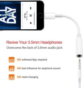 img 2 attached to 🎧 2 Pack Headphone Adapter for iPhone - 3.5mm Aux Connector Stereo Cable, Compatible with iPhone 12/11/11 Pro/11 Pro Max/X/8/7 - Supports All iOS Systems