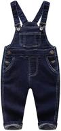 👖 kidscool space blue & black denim overalls: stylish jean workwear for baby & little boys/girls logo