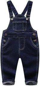 img 4 attached to 👖 KIDSCOOL SPACE Blue & Black Denim Overalls: Stylish Jean Workwear for Baby & Little Boys/Girls