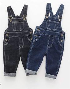 img 1 attached to 👖 KIDSCOOL SPACE Blue & Black Denim Overalls: Stylish Jean Workwear for Baby & Little Boys/Girls