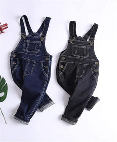 img 2 attached to 👖 KIDSCOOL SPACE Blue & Black Denim Overalls: Stylish Jean Workwear for Baby & Little Boys/Girls