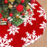 🎄 48-inch plush christmas tree skirt with snowflakes - large winter xmas tree skirt decoration for merry christmas & holiday parties (red) логотип