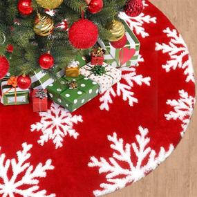 img 4 attached to 🎄 48-Inch Plush Christmas Tree Skirt with Snowflakes - Large Winter Xmas Tree Skirt Decoration for Merry Christmas & Holiday Parties (Red)