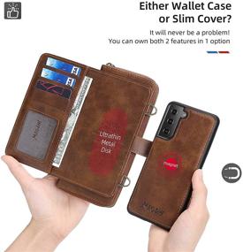 img 3 attached to 📱 QIXIU Galaxy S21 Wallet Protection Case: Flip Wallet with Magnetic Detachable 2-in-1 Leather Card Holder (13 Card Slots), Kickstand, and Cross-Body Function - Brown