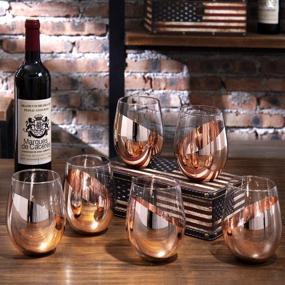 img 3 attached to 🍷 Set of 6 Modern Copper Stemless Wine Glasses by MyGift