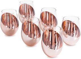 img 4 attached to 🍷 Set of 6 Modern Copper Stemless Wine Glasses by MyGift