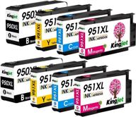 kingjet ink cartridge replacement for hp 950 950xl 951 951xl - 8 pack, compatible 💡 with officejet pro 8600 8610 8100 8620 8630 8100 8625 8615 8660 8640 276dw 251dw 271dw printers logo