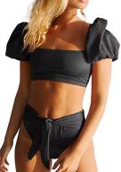 👙 dokotoo women's bandeau waisted swimsuits with sleeves - fashionable clothing logo