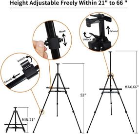 img 3 attached to 🎨 NIECHO 66" Art Easel Stand with Tray - Adjustable Height from 21" to 66" - Aluminum Metal Tripod Design - Includes Carry Bag - Ideal for Table-Top, Floor Painting, and Displaying