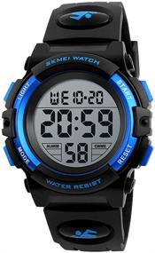 img 2 attached to ⌚ Premium Boys Girl Digital Sports Watch with 50M Waterproof, Alarm, Stopwatch, and Calendar – EL Backlight, 12H/24H
