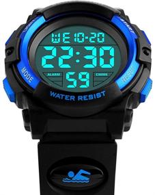 img 1 attached to ⌚ Premium Boys Girl Digital Sports Watch with 50M Waterproof, Alarm, Stopwatch, and Calendar – EL Backlight, 12H/24H
