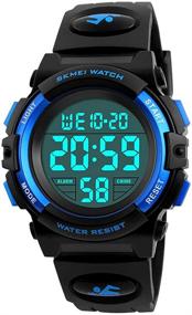 img 4 attached to ⌚ Premium Boys Girl Digital Sports Watch with 50M Waterproof, Alarm, Stopwatch, and Calendar – EL Backlight, 12H/24H