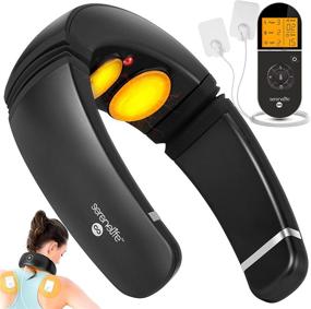 img 4 attached to 🔥 SereneLife Smart Neck Massager with Heat, Cordless Rechargeable Digital Massager, Portable Wireless Heat Therapy Neck Massager with 6 Massage Modes & 16 Intensity Levels for Men & Women, Black