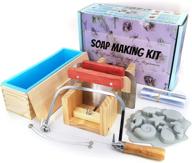 🧼 complete soap making supplies kit: includes silicone loaf mold, wooden cutting mold, cutters, and seafish theme mould logo