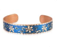 🌼 colorful daisy flower bracelets with handcrafted copper cuff and forget-me-not detail logo