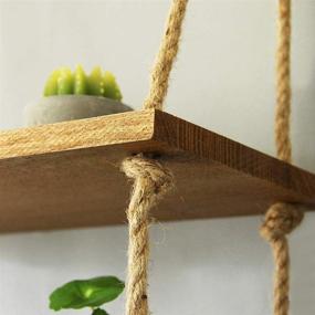 img 1 attached to 📚 SAND MINE 3 Tier Wood Hanging Shelf: Swing Storage Shelves with Jute Rope Organizer Rack