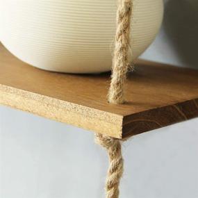 img 2 attached to 📚 SAND MINE 3 Tier Wood Hanging Shelf: Swing Storage Shelves with Jute Rope Organizer Rack