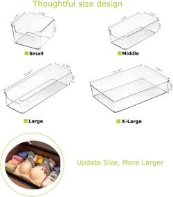 img 3 attached to 🗄️ StarratS 8-Piece Clear Plastic Drawer Organizers Set with Silicone Pads - No-Slip, 4-Size Desk Drawer Organizer Storage Trays, Large Capacity Dividers for Bathroom, Vanity, Dresser, Makeup, Kitchen, Office Supplies (Clear)