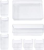 🗄️ starrats 8-piece clear plastic drawer organizers set with silicone pads - no-slip, 4-size desk drawer organizer storage trays, large capacity dividers for bathroom, vanity, dresser, makeup, kitchen, office supplies (clear) логотип