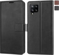 📱 samsung galaxy a42 case 5g wallet - black leather flip folio case with card slots, kickstand, magnetic closure - ultra slim shockproof protective phone cover logo