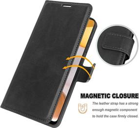 img 1 attached to 📱 Samsung Galaxy A42 Case 5G Wallet - Black Leather Flip Folio Case with Card Slots, Kickstand, Magnetic Closure - Ultra Slim Shockproof Protective Phone Cover