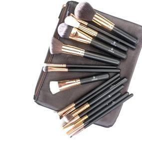 img 4 attached to 🌟 Doit Avoir Professional 15-piece Natural Hair Makeup Brush Set - Wooden Handle, Natural Super Soft Hair for Professional Makeup (Gold)