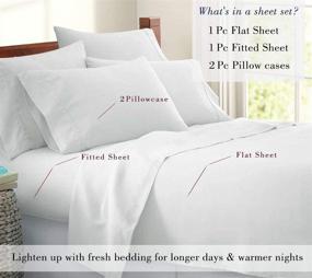 img 1 attached to Premium Mayfair Linen Egyptian Cotton Sheets, White Queen Set 🛏️ - 600TC, Sateen Weave, Deep Pocket Fit for Mattress upto 18''