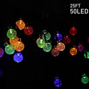 img 1 attached to Solar String Lights Outdoor: 50 LED Crystal Globe Lights, 8 Modes, Waterproof - Ideal for Garden, Yard, Porch, Wedding Decor & Christmas