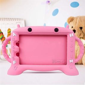 img 2 attached to 👧 CHIN FAI Shockproof Kids Case for Samsung Galaxy Tab A 8.0 2019 T290 T295 - Premium Silicone Handle Stand Protective Cover (Pink)