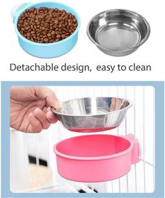 img 3 attached to 🐱 2PCS Stainless Steel Small Dog and Cat Cage Bowl Set - Ideal for Birds and Small Pets