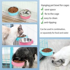 img 2 attached to 🐱 2PCS Stainless Steel Small Dog and Cat Cage Bowl Set - Ideal for Birds and Small Pets