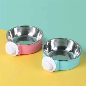 img 1 attached to 🐱 2PCS Stainless Steel Small Dog and Cat Cage Bowl Set - Ideal for Birds and Small Pets