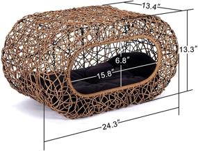 img 2 attached to 🐱 D+ Garden Fun: The Ultimate Stackable Cat Condo for Interactive Indoor Playtime - Rattan Cat House with Enclosed Bed, Top/Side Entry - Perfect for Pet-Friendly Homes!