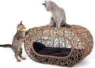 🐱 d+ garden fun: the ultimate stackable cat condo for interactive indoor playtime - rattan cat house with enclosed bed, top/side entry - perfect for pet-friendly homes! logo