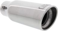 🚗 high-performance bolt-on resonated muffler slant exhaust tip by dc sports - universal fit for cars, sedans, and trucks - polished stainless steel construction logo