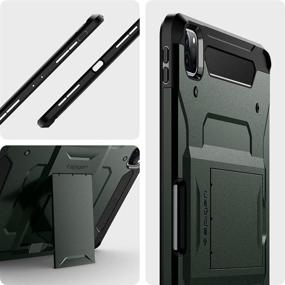 img 2 attached to 📱 Spigen Tough Armor Pro iPad Pro 11 Case (3rd Gen 2021 & 2nd Gen 2020 & 1st Gen 2018) with Pencil Holder - Military Green